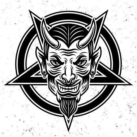 Premium Vector Devil Head And Pentagram Star Vector Illustration In