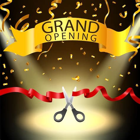 Grand Opening Background With Spotlight And Gold Confetti Vector