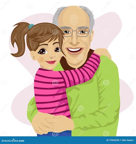 Abuelo Que Abraza A Su Nieta Linda Ilustración Del Vector Ilustración