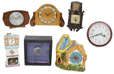 Collection Of Seven Various Clocks Including An Art Deco Style Smiths