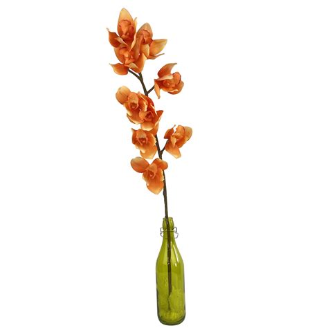 Anna Cymbidium Orchid Orange Artificial Flowers The Outdoor Look