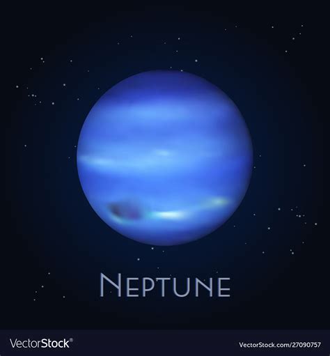 Isolated Neptune Farthest Planet In Solar System Vector Image