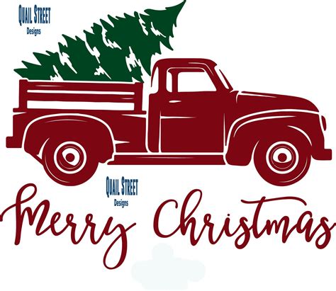 Vintage Red Truck With Christmas Tree - Vinyl Decal | Products