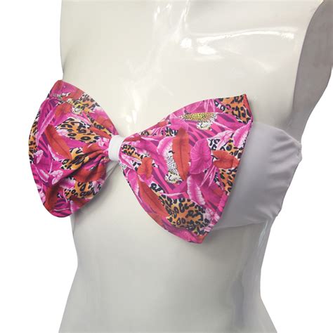 Sexy Hot Pink Strapless Bowknot Design Bikini Bra Bk10548