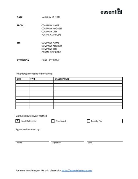 Construction Transmittal Template Construction Documents And Templates