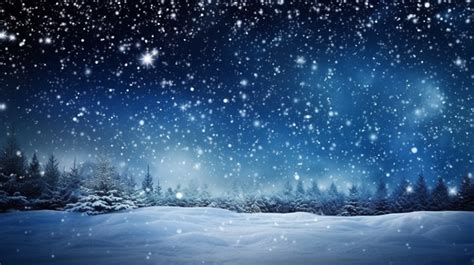 Snowy Night Sky Stunning Graphics Featuring Stars On Snowy Background