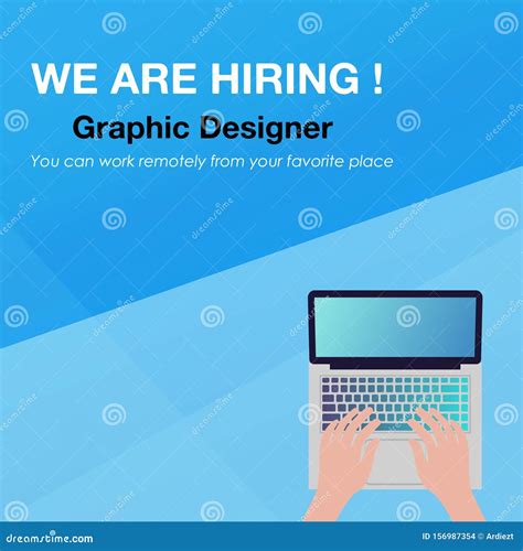 We Are Hiring Graphic Designer Vector Banner Illustration Stock