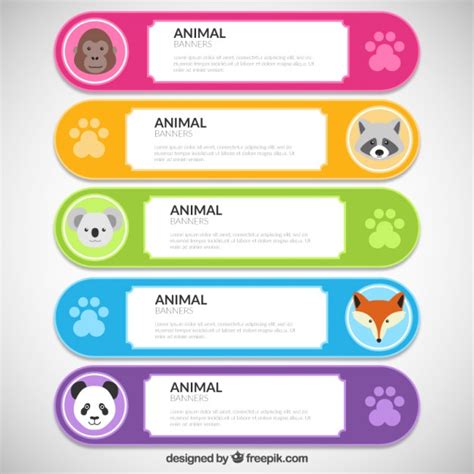 Premium Vector Colorful And Cute Banners With Animals