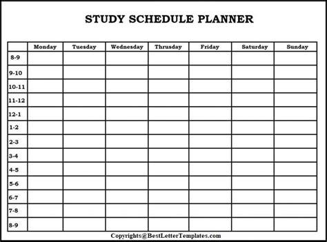 Free Printable Study Planner Template Pdf