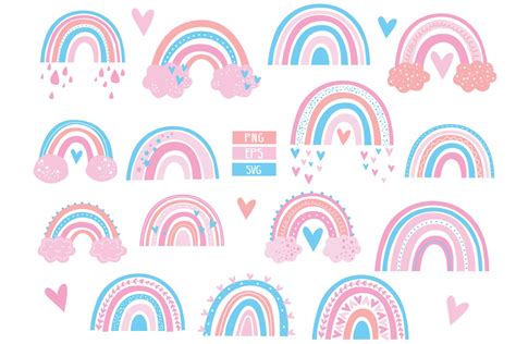 Pink Rainbow Clipart Cute Modern Rainbow 697906 Illustrations