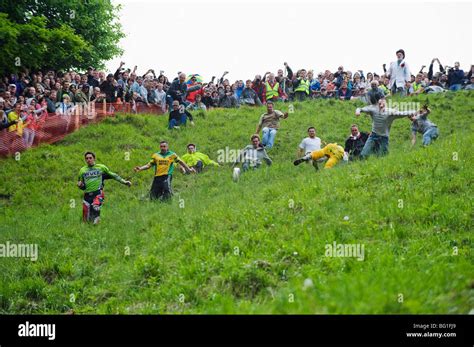 Cheese Rolling Festival At Coopers Hill Gloucestershire England