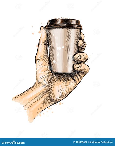 Male Hand Holding A Coffee Paper Cup Stock Vector Illustration Of