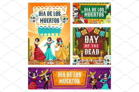 Day Of Dead Dancing Skeletons Illustrations Creative Market