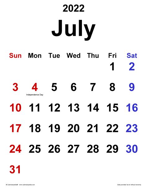 Template Calendar July 2022 January Calendar 2022