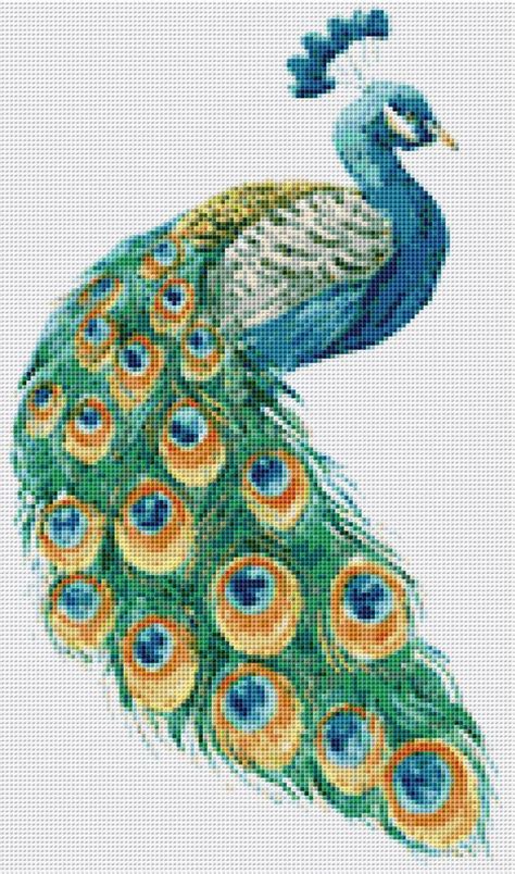 Peacock Cross Stitch Pattern Instant PDF Download Peacock Etsy España Large cross stitch