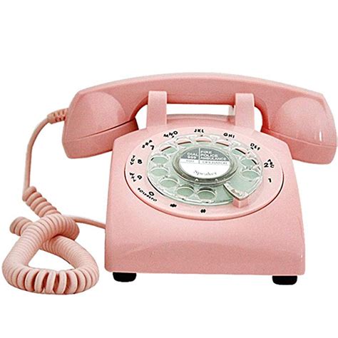 Glodeals 1960s Style Pink Retro Old Fashioned Rotary Dial