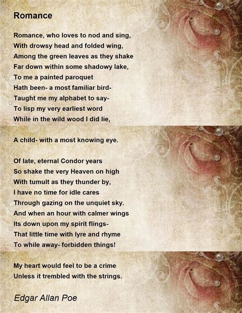 Romance Poem By Edgar Allan Poe Poem Hunter