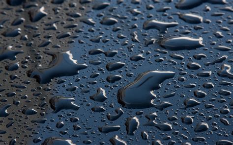 Download Wallpaper 3840x2400 Surface Drops Water Macro Blue 4k