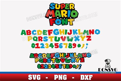 Super Mario Alphabet Svg Png Dxf Files For Cricut Mario Bros Font Ttf