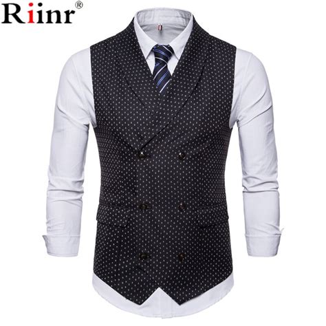 Riinr 2018 New Vests Male Slim Fit Vest Suit Men Waistcoat Homme