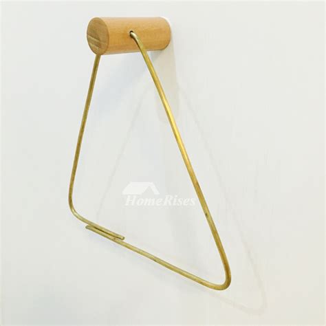 triangle toilet paper holder wood polished brass