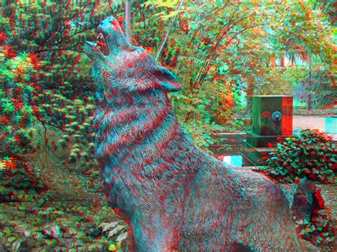 3d Redcyan Anaglyph Radebeul Karl May Museum Wolf Statue A Photo