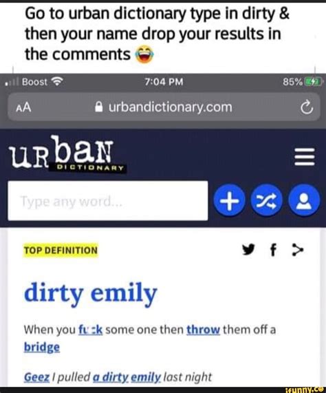 Go To Urban Dictionary Type In Dirty And Then Your Name Drop Your Results