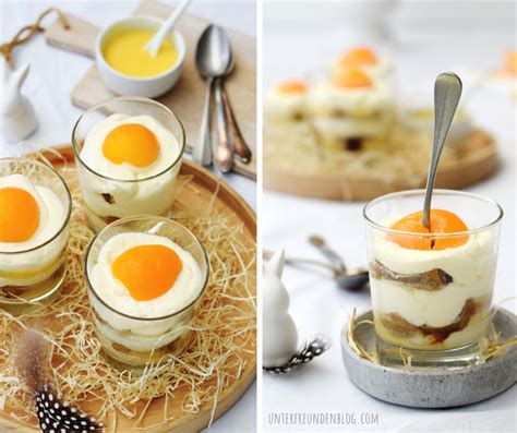 Schnelles Eierlikör-Tiramisu im Glas im Spiegelei-Look Frohe Ostern