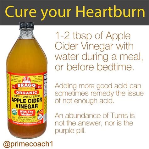 The acetic acid in acv is its main active ingredient. Apple Cider Vinegar for heartburn. #primecoach #health # ...