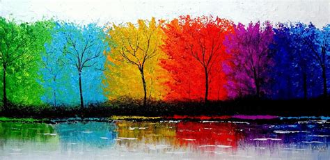 Buy Multi Color Trees Handmade Painting By Rachel A Code Art 5042 29536 Paintings For Sale