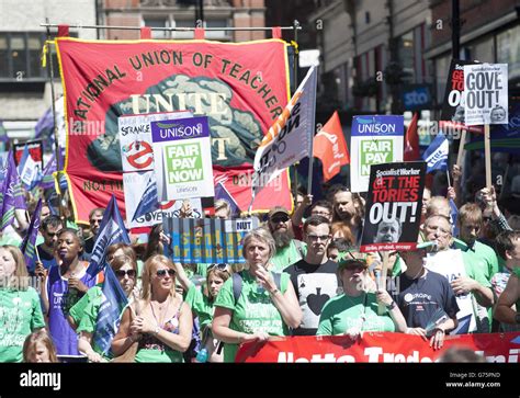 Public Sector Workers March Through Nottingham City Centre As They Take Part In The One Day