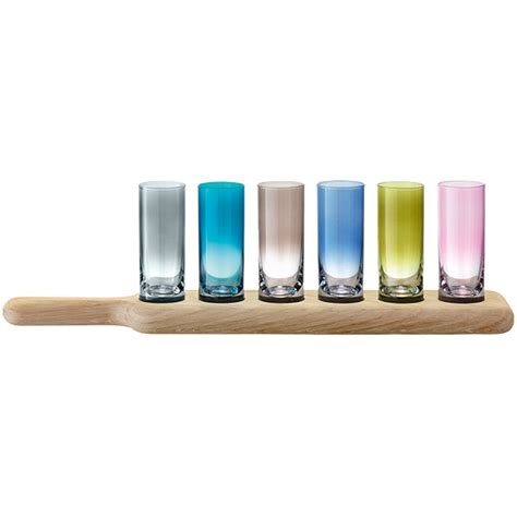 Lsa Paddle Vodka Set And Oak Paddle Assorted Colours Drinkstuff