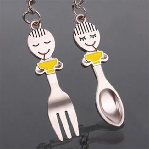 Cute Keychain Spoon Fork Lovers Key Ring Birthday T Chain Cover