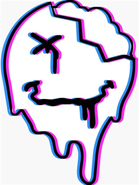 Dead Inside Melting Smiley Face Sticker For Sale By Callmetsuyu