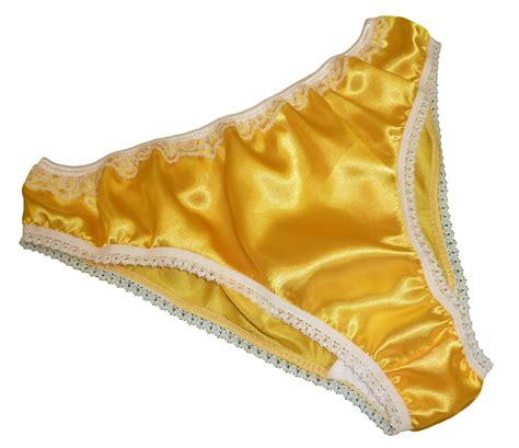 yellow shiny satin panties low rise bikini briefs ivory lace made the best porn website