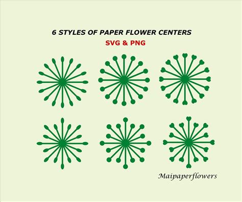 Paper Flower Centers, Flower Center Template, Paper Flower Center