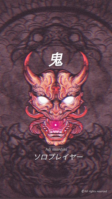 Oni Mask 鬼 Samurai Wallpaper Japanese Wallpaper Iphone Glitch