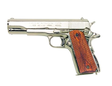 Denix Colt 1911 Replica Nickel Plated Wood Gripsdeluxe Double Diamond