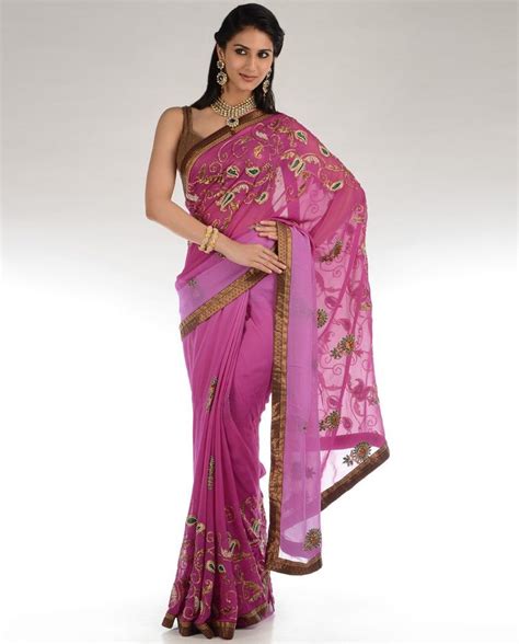 Lavender Pink Zari Embroidered Sari Indian Dresses Indian Outfits Indian Clothes Long