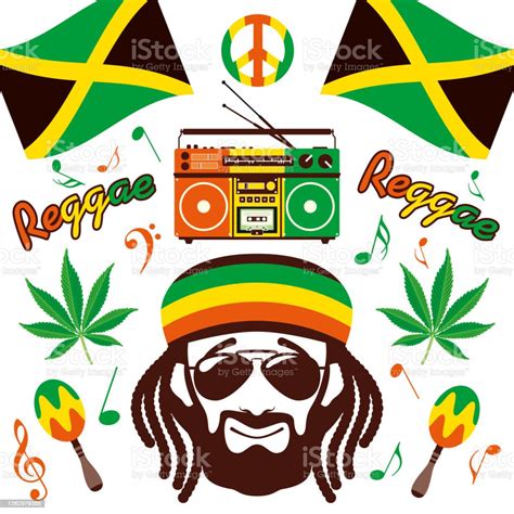 Jamaican Reggae Style Design Elements Stock Illustration Download