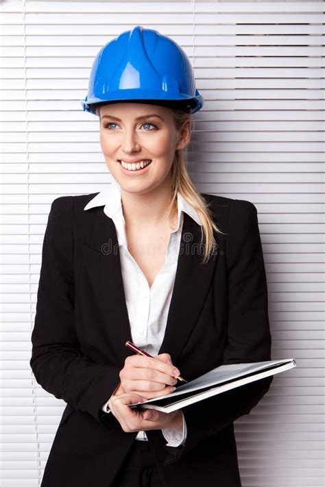 Confident Smiling Woman In Hard Hat Stock Image Image Of Entrepreneur