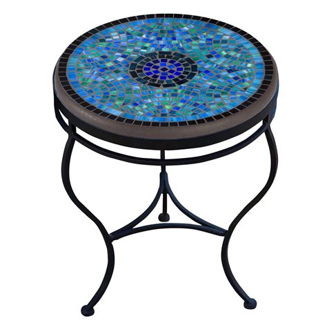 Opal Glass Mosaic Side Table Knf Designs Iron Accents