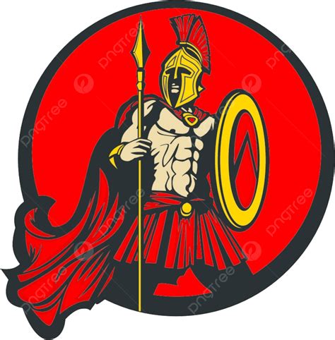Vector Mascot Of A Spartan Trojan Warrior From Greece Wielding A Spear