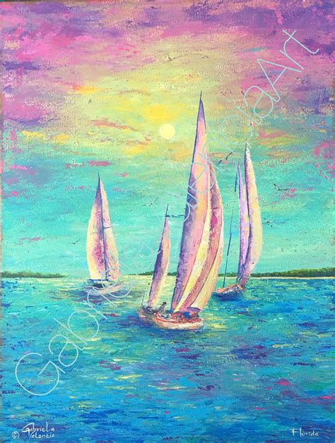 Sunset Sailing Art This Is An Acrylic Palette Knife Painting