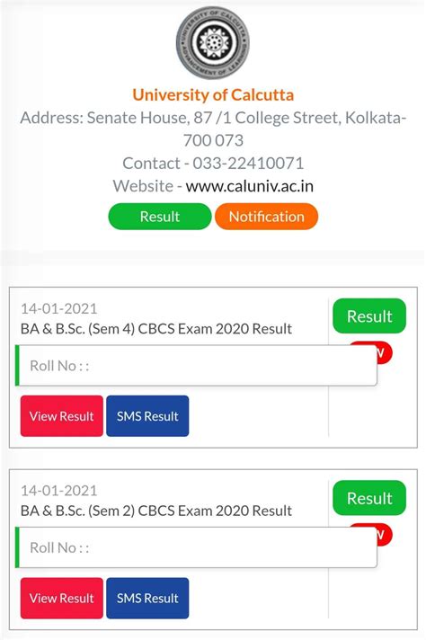 Calcutta University Result 2021 Out Cu Ba Bcom Bsc Genhonsmajor