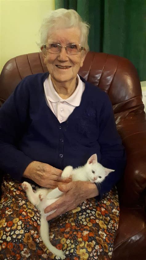 my 90 year old granny with our 10 week old kitten buttons old granny kitten olds