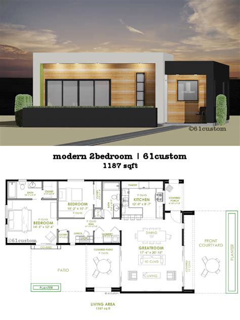 Modern 2 Bedroom House Plan 61custom Contemporary And Modern House Plans
