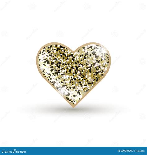 3d Icon Heart With Golden Glitter Isolated On White Background Stock