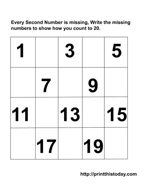 5 Best Images Of Printable Writing Numbers To 20 Missing Number