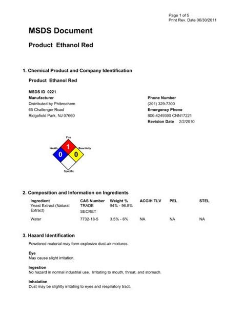 Ethanol Red Msds Lactrol